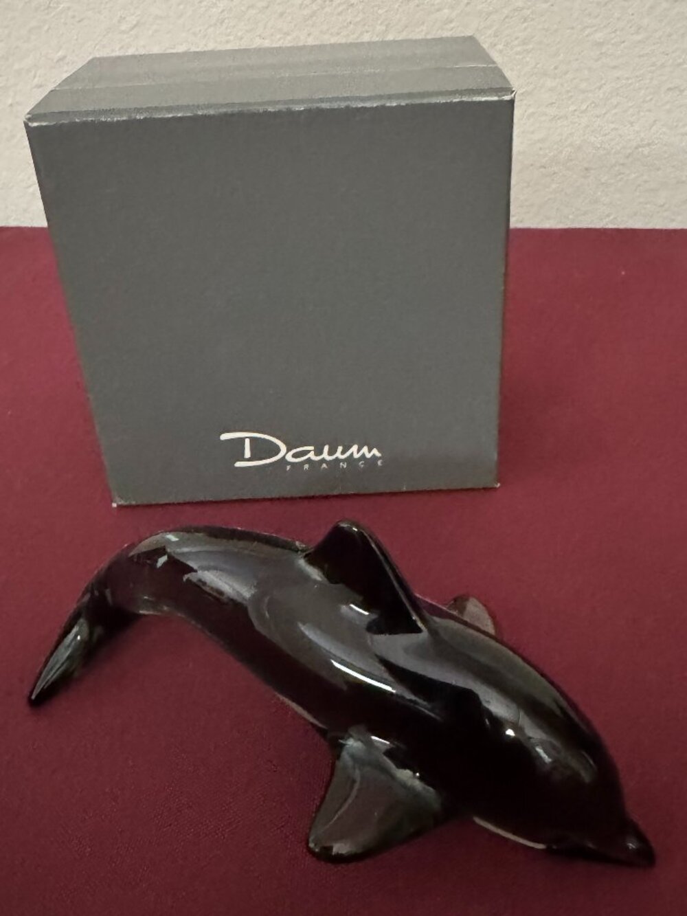 DAUM French crystal Black Anthracite Dolphin